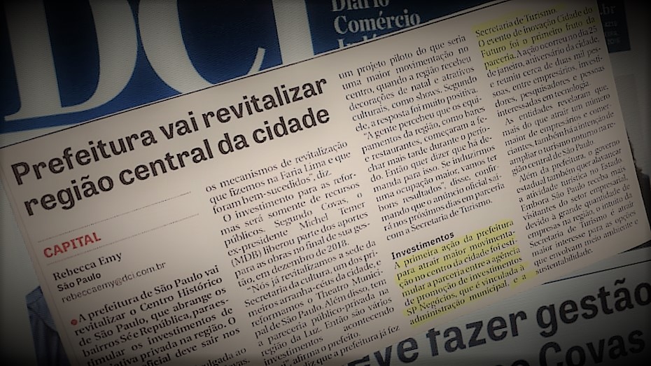 Jornal destaca revitalização do centro histórico e parceria SP Negócios/Turismo