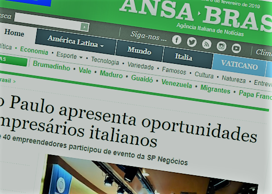Apresentação de oportunidades de negócio em São Paulo a italianos é destaque na mídia