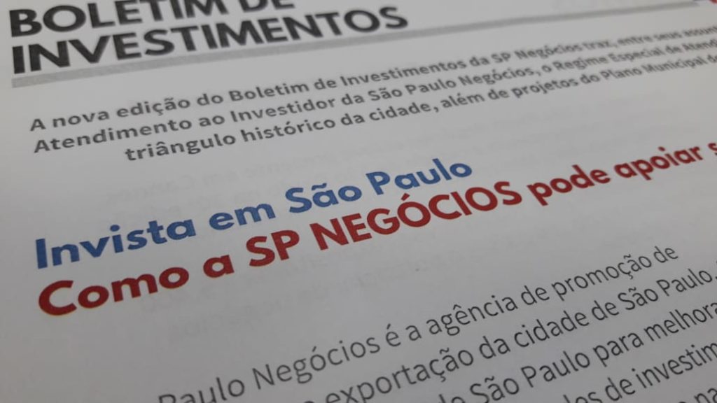 Boletim de Investimento da SP Negócios destaca o Programa de Atendimento ao Investidor e oportunidades de negócios no município